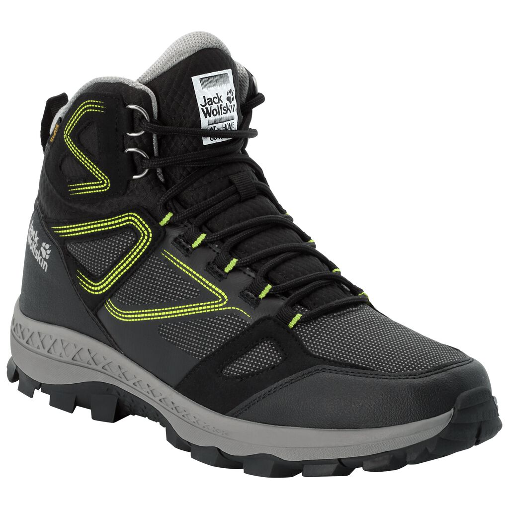 Jack Wolfskin DOWNHILL TEXAPORE MID Chaussures Homme Noir/Vert Clair - QXBMCEV-27